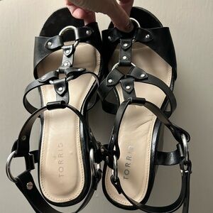 Torrid Black Strappy Wedge Sandals